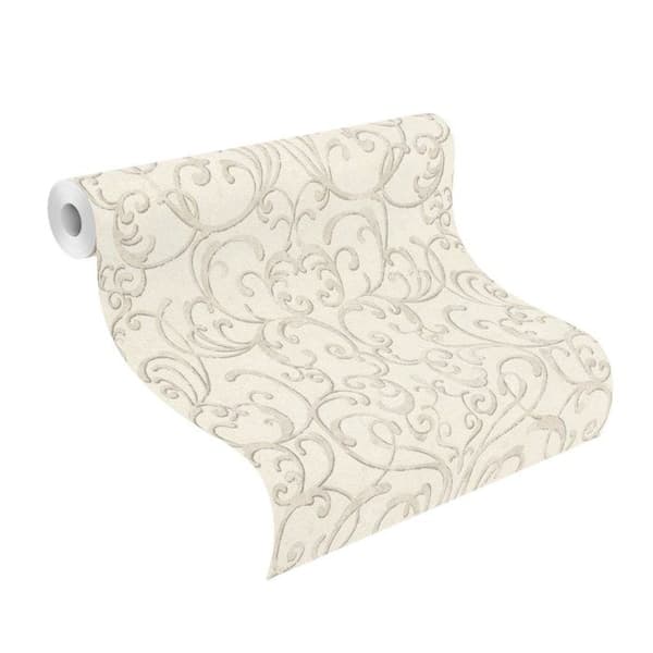 Rasch #ändra tapet II 651607 Non-woven tapet Barock 0.53 x 10.05 m Vit
