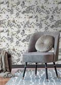 Miniatyrbild 3 av 4: non-woven tapet 868920 tapet blommor floral 53 x 1005 cm Rasch Symphony silver svart