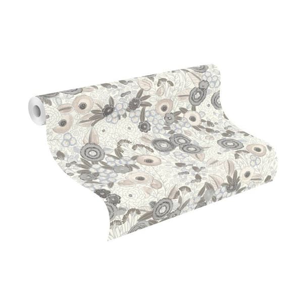 non-woven tapet 868920 tapet blommor floral 53 x 1005 cm Rasch Symphony silver svart