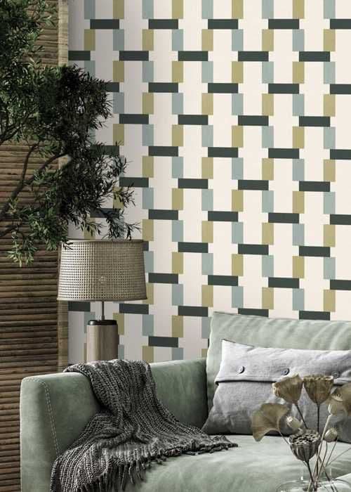 papper utan väv 868821 grafiskt papper 53 x 1005 cm Rasch Symphony grön