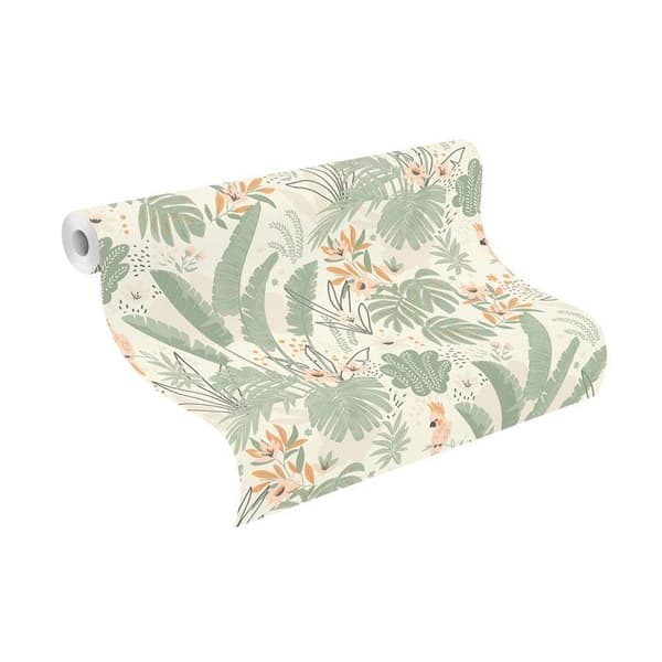 Rasch 460674 Non-woven tapet Botanisk 10.05 x 0.53 m Vit Rosa Grön