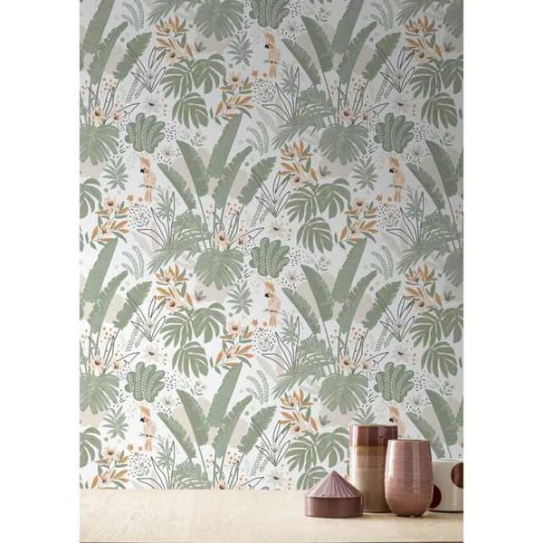 Rasch 460674 Non-woven tapet Botanisk 10.05 x 0.53 m Vit Rosa Grön