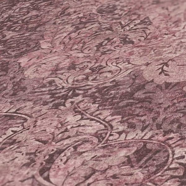 Barocktapet Alessia M1-No.3350 Röd Ros Klassisk Barock Ornament