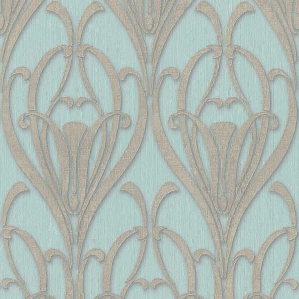 Papper Tapet Barock Alessia M1-No.3342 Turkos Brun Klassisk Barock