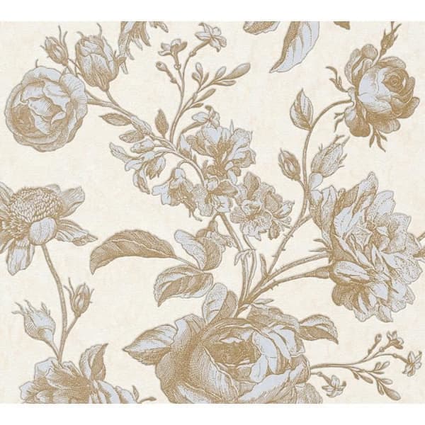 Blomtapet Lenni M1-No.1840 | Non-woven tapet | Guld | Beige | Blommig | Natur
