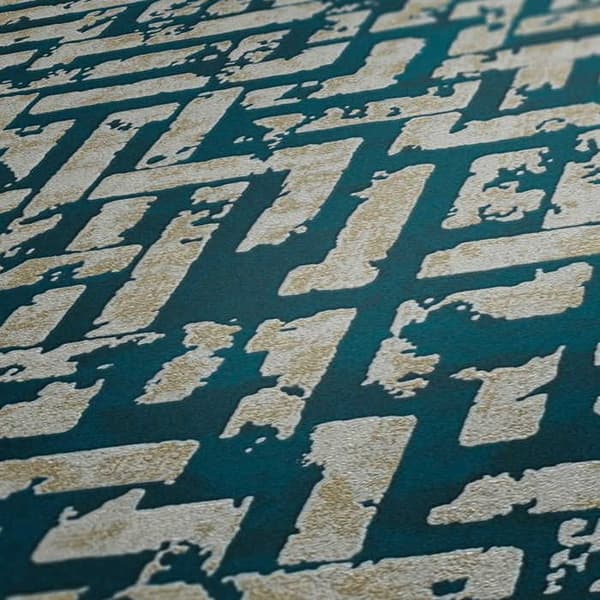 TADESSI grafiskt tapet Meo M1-No.1820 non-woven tapet havsblå guld geometrisk för vardagsrum sovrum kök