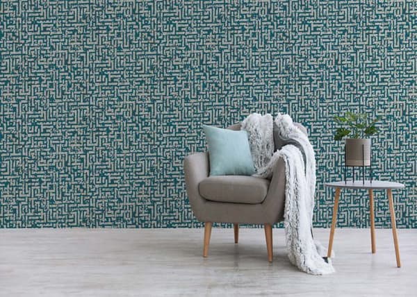 TADESSI grafiskt tapet Meo M1-No.1820 non-woven tapet havsblå guld geometrisk för vardagsrum sovrum kök