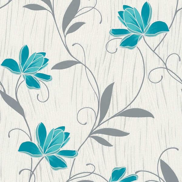 Tapet Blommor Florentin M1-No.2154 Tapet i blågrått papper med blommönster