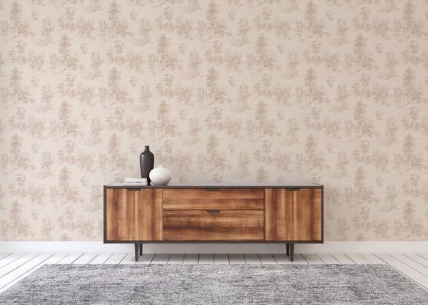 Tapet Blad M1-No.2119 Non-vävt tapet Beige Skog Natur Rosa