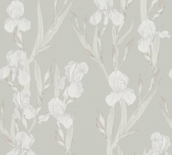 Tapet Blommor Valentin M1-No.1377 Non-woven tapet Grå Vit Blommig