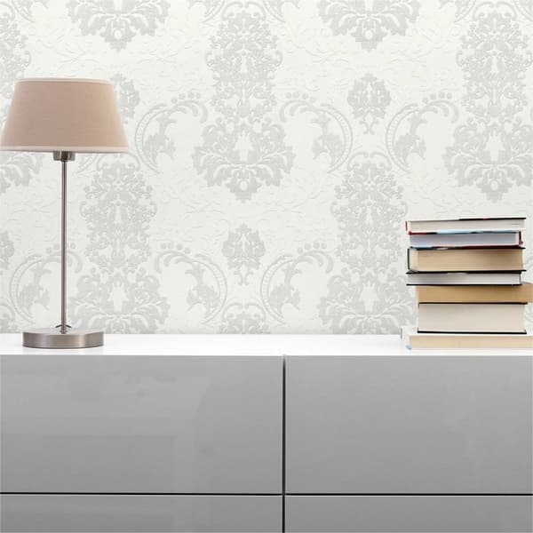 Barocktapet Giulia M1-No.167 Vit tapet med ornamenter