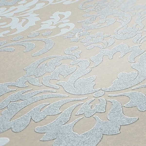 Barocktapet M1-No.168 Blå Beige Klassisk Tapet med ornamenter