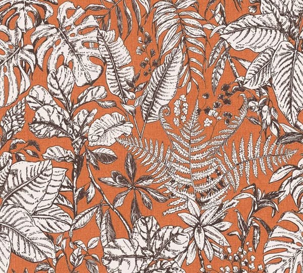Tapet Träd Löv M1-No.1355 Non-woven tapet Orange Vit Blommig