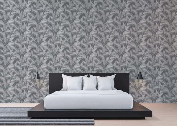 Tapet Blommor Carlos M1-No.1314 Non-woven tapet Svart Silver Blommig