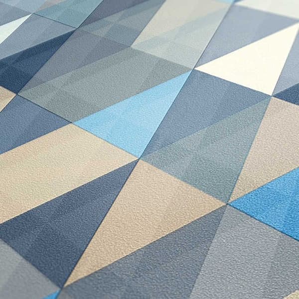 Retro Tapet Roberto M1-No.247 Blå Grå Geometrisk Grafisk