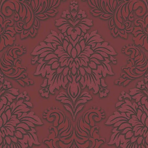 Barocktapet Gioele M1-No.257 Röd Silver Tapet med ornamenter