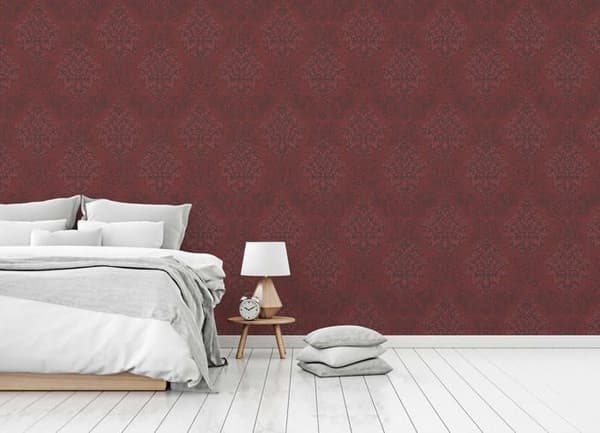 Barocktapet Gioele M1-No.257 Röd Silver Tapet med ornamenter