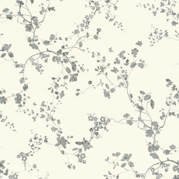 Papper Tapet Skog och Löv Ginevra M1-No.254 Silver Svart Blommig
