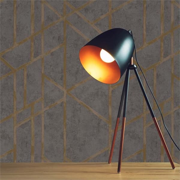 Grafiskt Tapet Roberto M1-No.286 Grå Guld Geometrisk Tapet