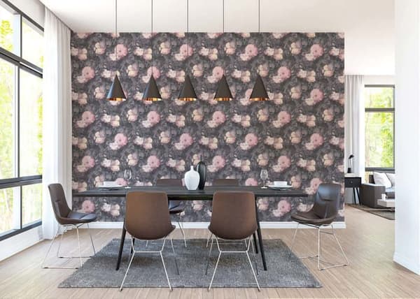 Vintage Tapet Pino M1-No.276 Grå Rosa Blomster Tapet