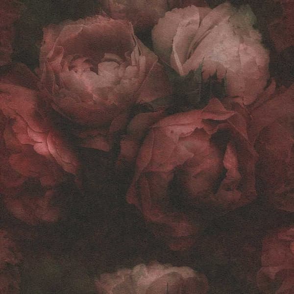 Tapet Blommor M1-No.366 Röd Svart Tapet med Rosor