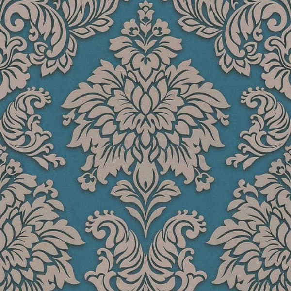 Barocktapet Jacopo M1-No.259 Blå Silver Tapet med ornamenter