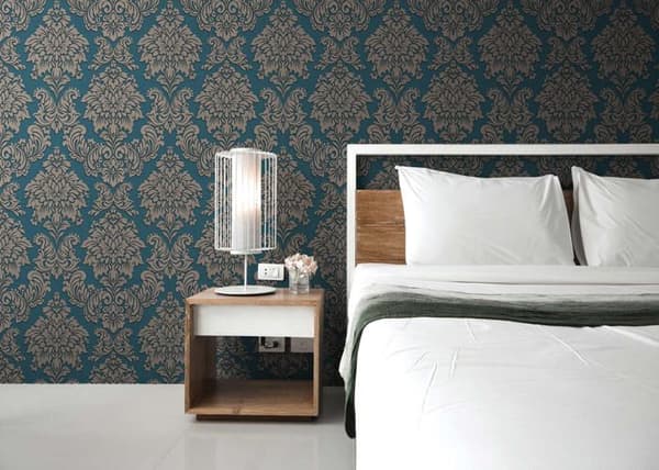 Barocktapet Jacopo M1-No.259 Blå Silver Tapet med ornamenter
