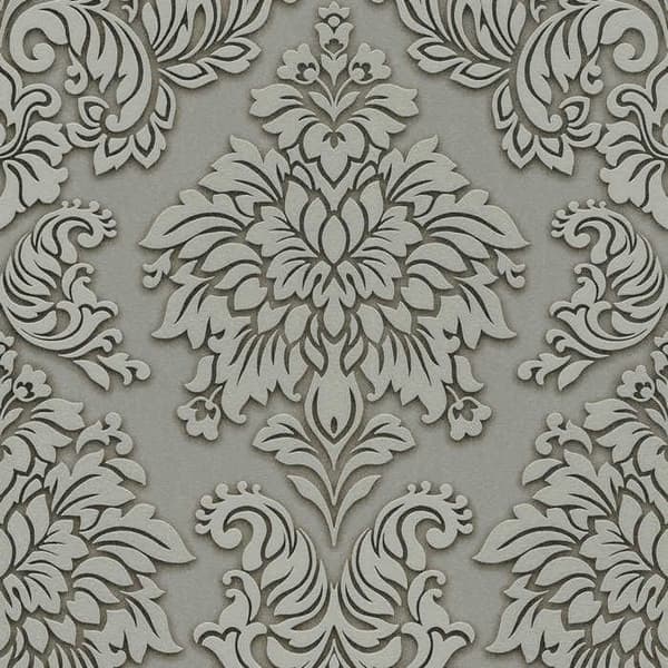 Barocktapet Gioele M1-No.255 Grå Silver Tapet med ornamenter