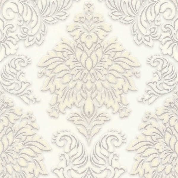 Barocktapet Gioele M1-No.256 Vit Silver Tapet med ornamenter