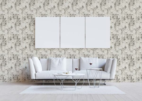 Papper Tapet Blommor M1-No.375 Beige Kräm Blommigt Papper Tapet Natur