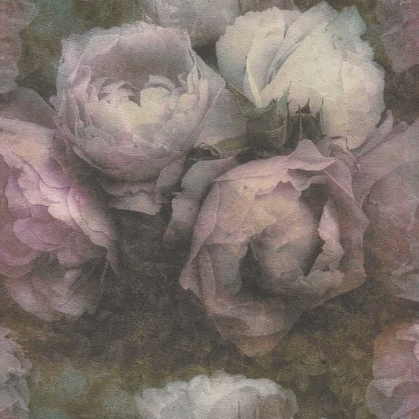 Tapet Blommor M1-No.364 Lila Grå Blommig Tapet med Rosor