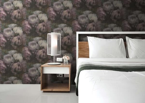 Tapet Blommor M1-No.364 Lila Grå Blommig Tapet med Rosor