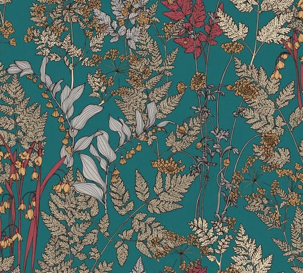 Tapet Blommor M1-No.1434 Non-woven tapet Blå Beige Floral Natur