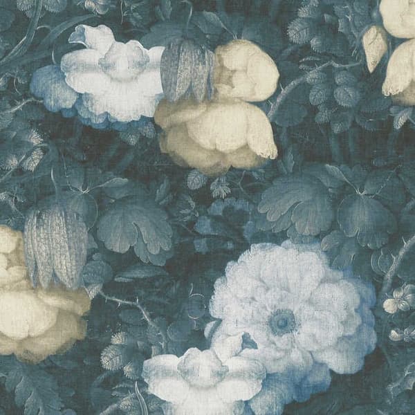 Papper Tapet Blommor M1-No.277 Blå Grön Blommigt Tapet Natur
