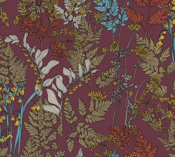 Tapet Blommor M1-No.1433 Non-woven tapet Röd Gul Blommig Natur