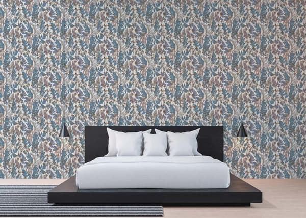 Tapet Blommor M1-No.1436 Non-woven tapet Blå Crème Blommig Natur
