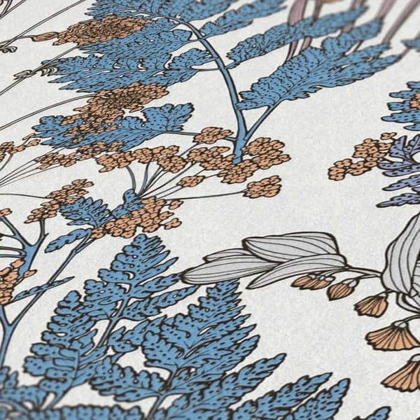 Tapet Blommor M1-No.1436 Non-woven tapet Blå Crème Blommig Natur