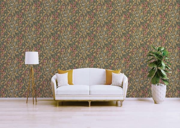 Tapet Blommor M1-No.1448 Non-woven tapet Gul Grön Blomster Natur