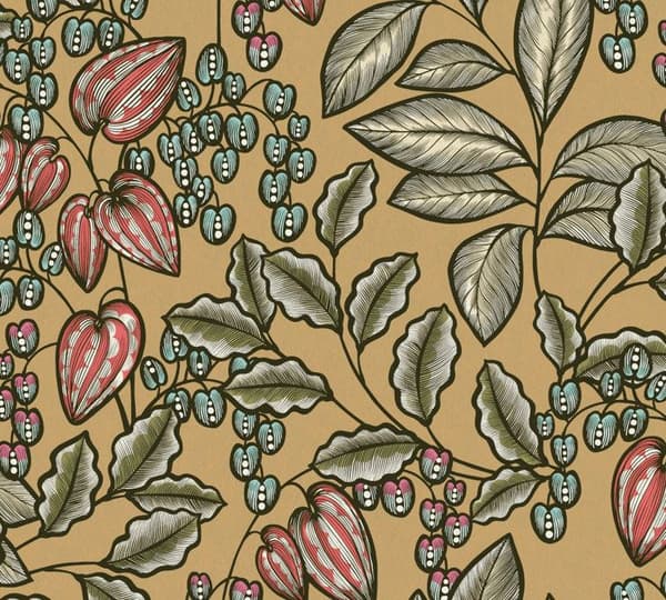 Tapet Blommor M1-No.1448 Non-woven tapet Gul Grön Blomster Natur