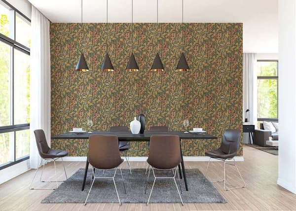 Tapet Blommor M1-No.1448 Non-woven tapet Gul Grön Blomster Natur
