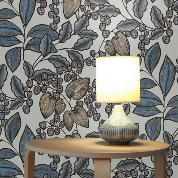 Tapet Blommor M1-No.1451 Non-woven tapet Blå Vit Blommig Natur