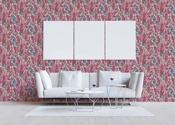 Tapet Blommor M1-No.1437 Non-woven tapet Röd Ros Blommig Natur