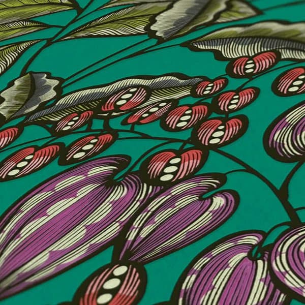 Tapet Blommor M1-No.1450 Non-woven tapet Grön Röd Blommig Natur