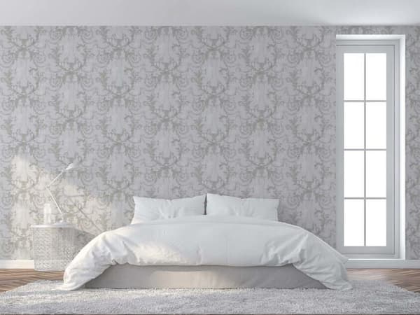 Barocktapet Giulia M1-No.1500 Grå Vit Klassiska Ornamenten