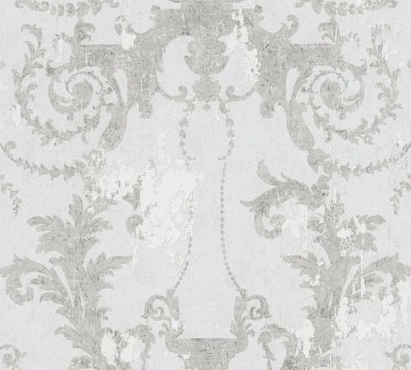 Barocktapet Giulia M1-No.1500 Grå Vit Klassiska Ornamenten