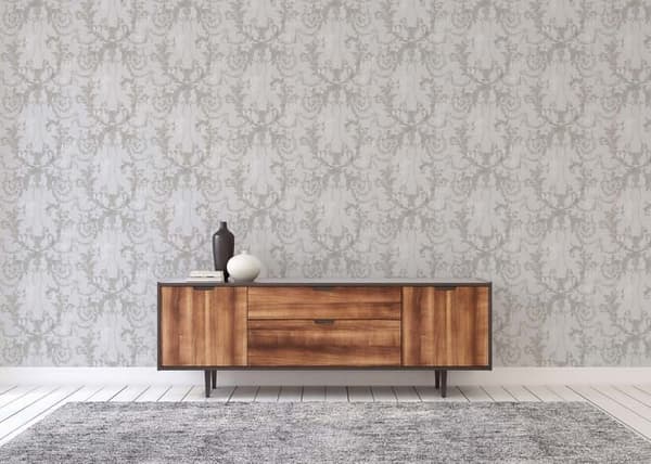 Barocktapet Giulia M1-No.1500 Grå Vit Klassiska Ornamenten