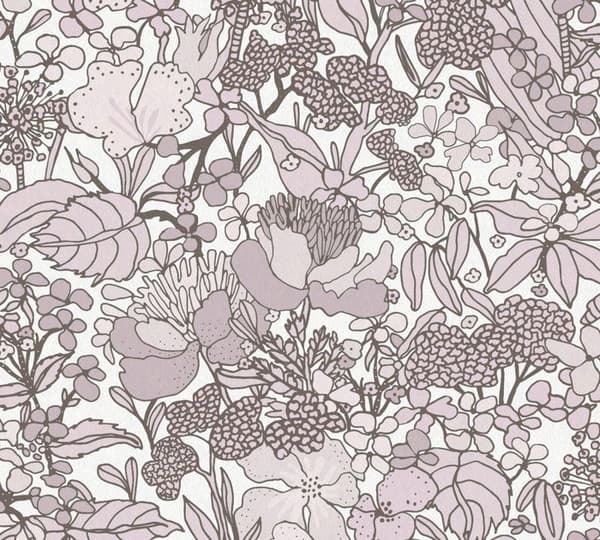 Tapetblad Bladverk Aleix M1-Nr.1456 Non-woven tapet Kräm Brun Blommig