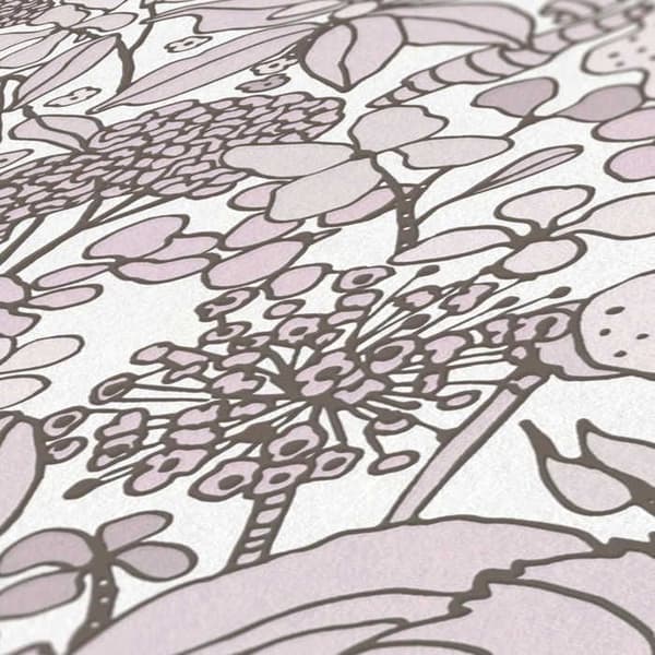 Tapetblad Bladverk Aleix M1-Nr.1456 Non-woven tapet Kräm Brun Blommig
