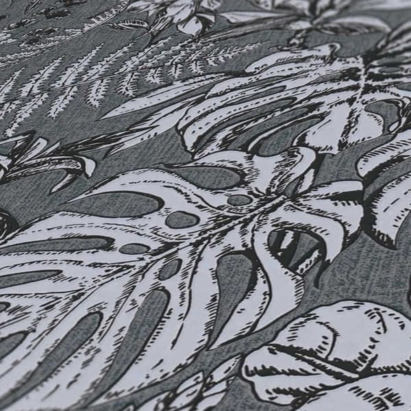 Tapet Träd Blad M1-No.1356 Non-woven tapet Grå Vit Blommig