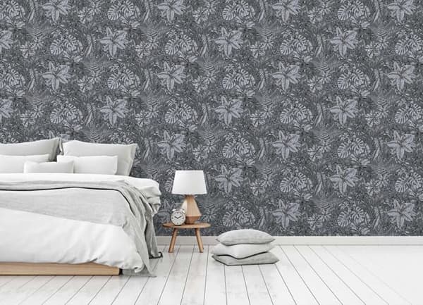 Tapet Träd Blad M1-No.1356 Non-woven tapet Grå Vit Blommig